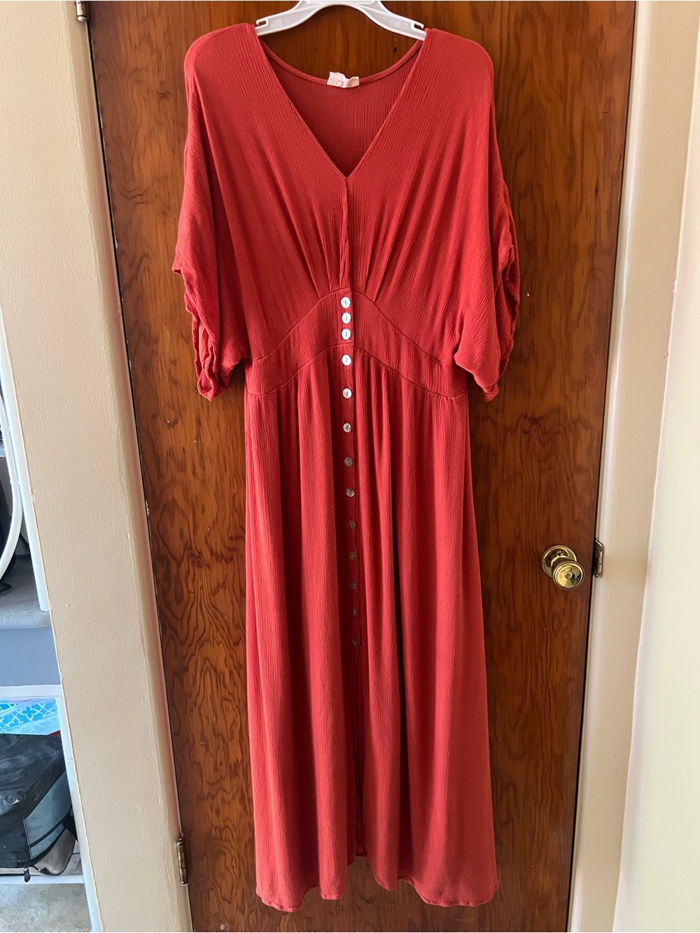 Showpo Rust Orange V-Neck Button-Front Maxi Dress